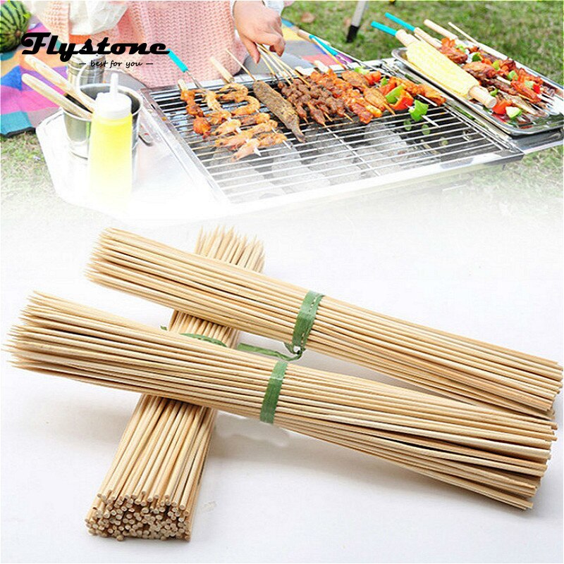 Pinchos de madera de bambú para barbacoa, herramienta para comida, carne de bambú, palitos largos desechables para , 15cm/30cm, 30/50 piezas