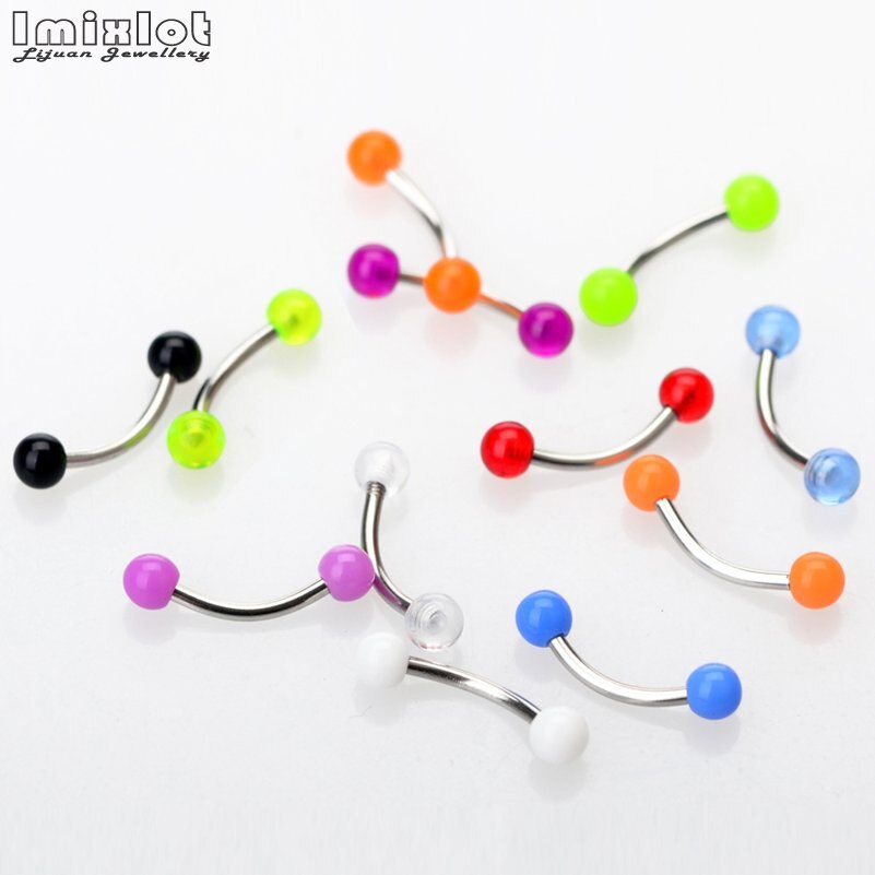 45Pcs Mixed Acryl Spike/Bal Navel Wenkbrauw Lip Tong Ring Neusringen Studs Buik Piercing Barbell Lichaam Sieraden