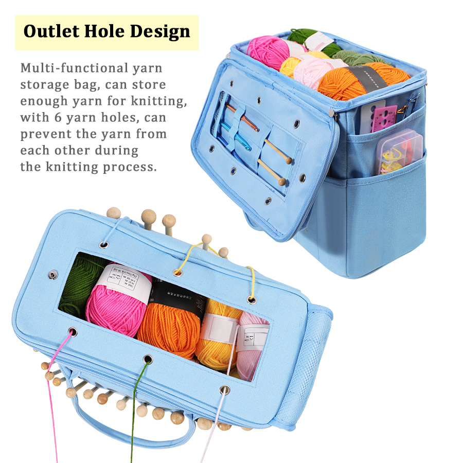 Sac de rangement pour fil à tricoter, fourre-tout, sac de rangement pour laine, crochets, aiguilles à tricoter, sac de rangement pour outils de couture, organisateur ménager de bricolage