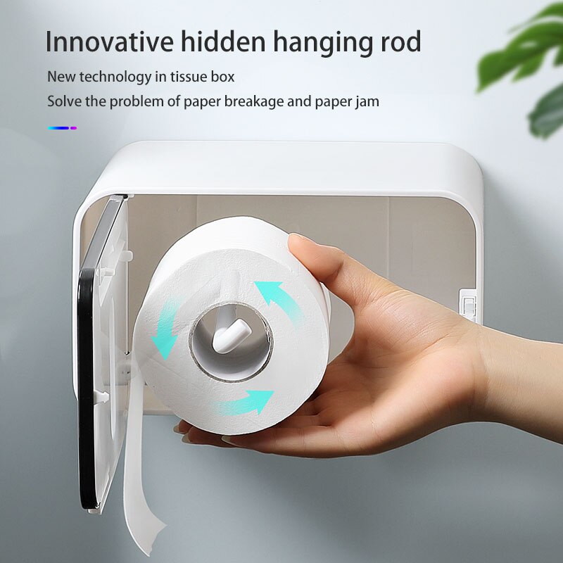 Badkamer Muurbevestiging Waterdichte Toiletrolhouder Voor Handdoeken Creatieve Lade Tissue Doos Plank Papierrol Buis Magazijnstelling