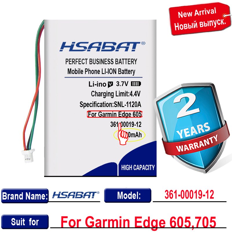 HSABAT-batería recargable para Garmin Edge 1730 361/Edge 00019, acumulador de iones de litio, GPS, 605 mAh, 705-705-12