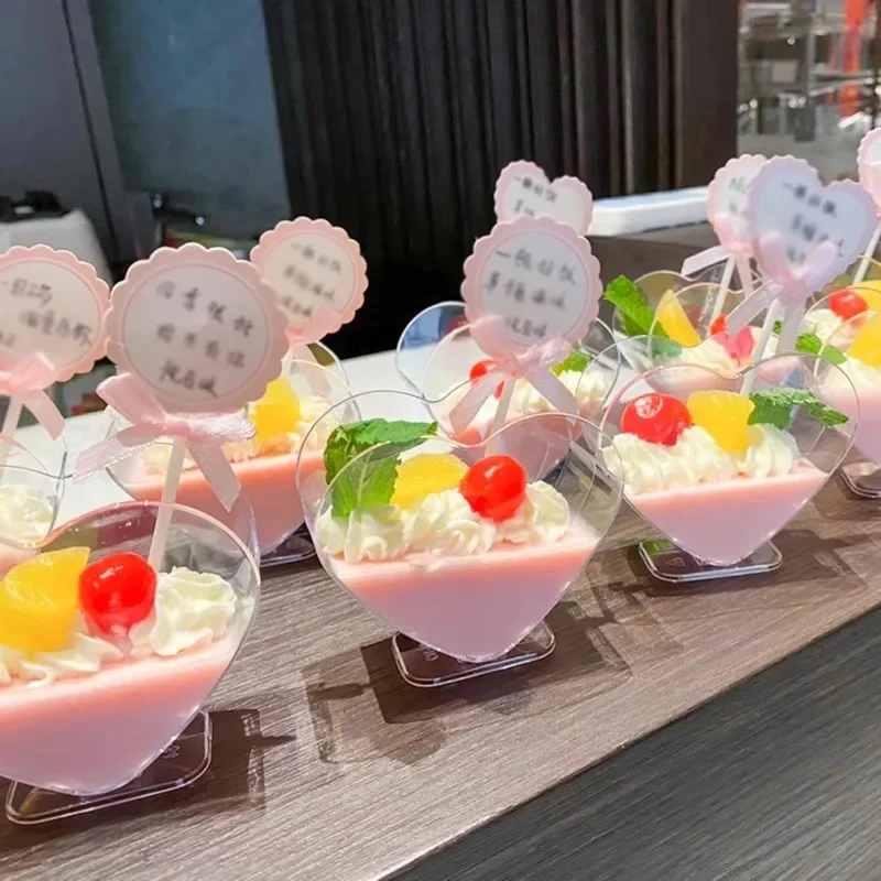 10 stks-Hartvormige mousse cup pudding cup hartvormige jelly cup tiramisu cup Dessert cup Plastic dessert cup