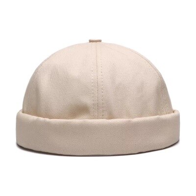 Unisex vinter bomuldsmanchet kort melon kasket ensfarvet kalot bogstaver retro ski fisherman docker hue hat