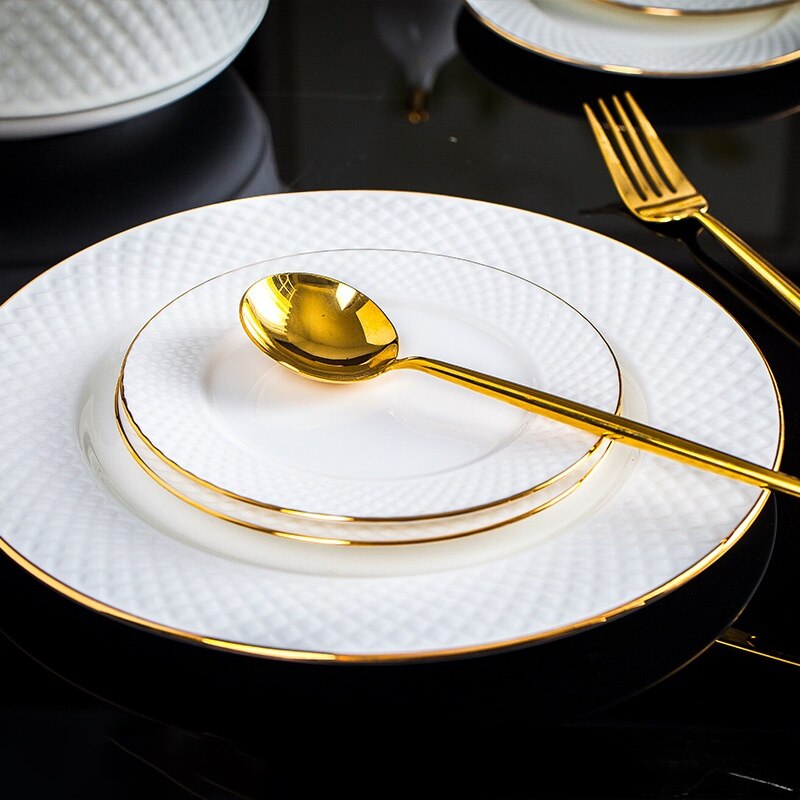 Dinner Luxury Plate Set Ceramic Christmas Food Porcelain Dinner Sets Dessert Breakfast Platos De Cena Nordic Dinnerware DL60PZ