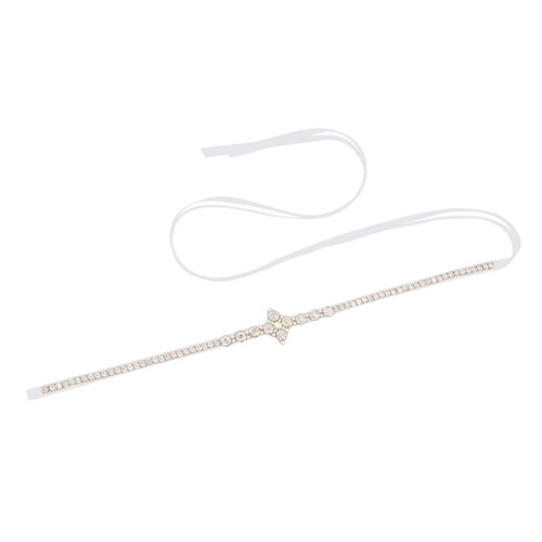 TRiXY S391 Stunning Silver Diamond Belt Wedding Dress Belt Thin Rhinestone Belt Pearls Belts Formal Belts for Bridesmaid Dresses: white