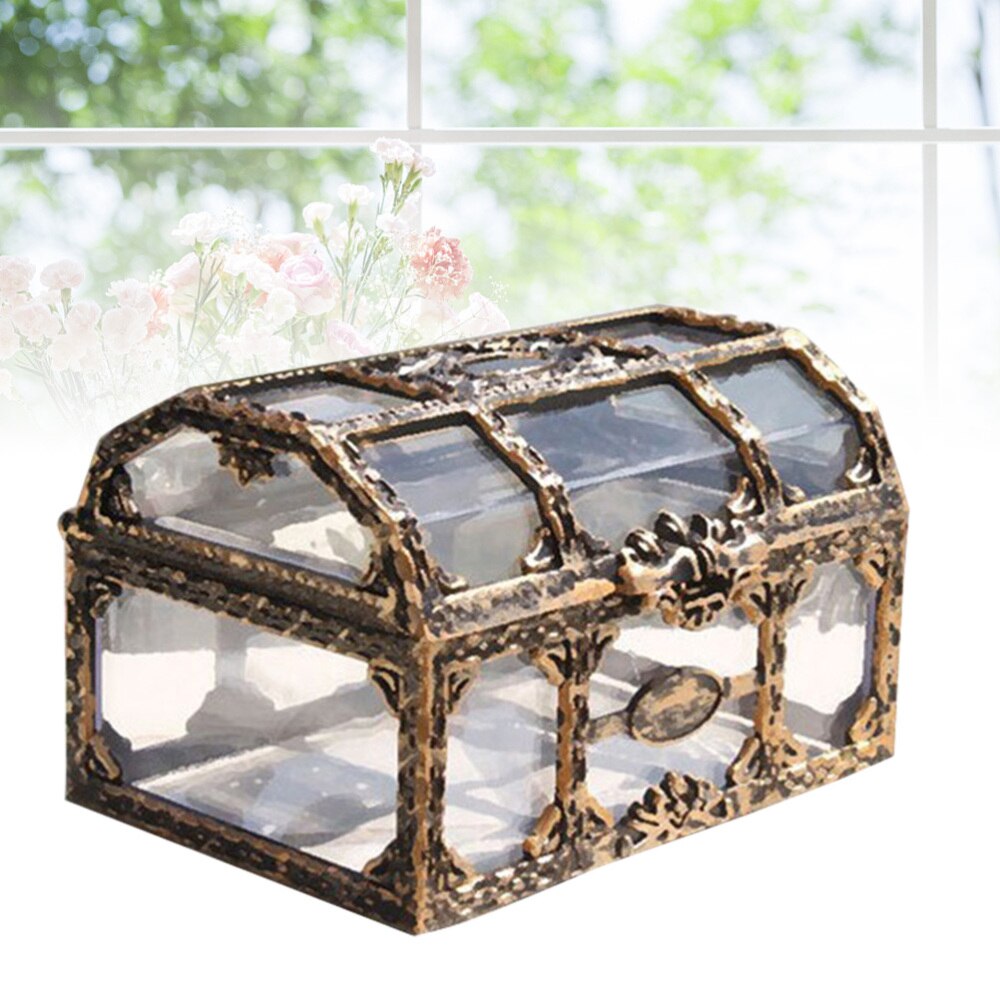 2 pezzi scatola del tesoro pirata trasparente scatola di gioielli in cristallo organizzatore di immagazzinaggio gingillo ricordo Tesoro Petto