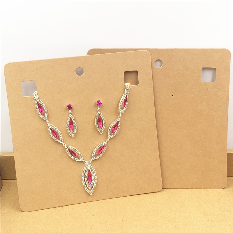 Cartón marrón de papel Kraft, 12 unidades por lote, collares y pendientes para exhibiciones de, tarjetas, joyería de , colgante, tarjeta de embalaje para exposición, 15x15cm
