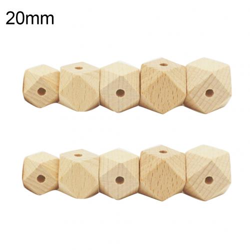 10Pcs Houten Geometrische Hexagon Kralen DIY Ongeverfd Baby Bijtring Ketting Accessoire: 20mm