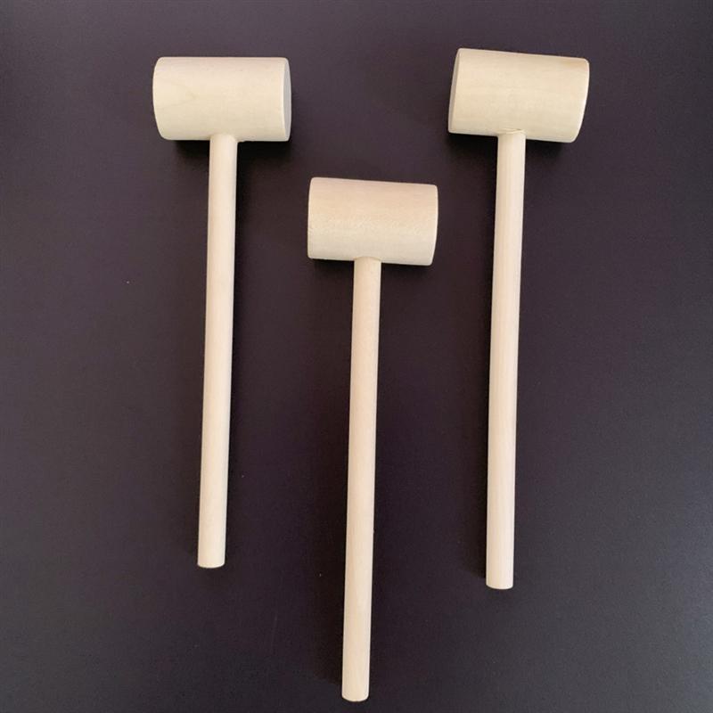 20pcs Solid Wood Mini Hammers Hitting Hammer Toys Educational Toy Balls Toy Pounder Wood Mallets for Baby(Round/Oval)
