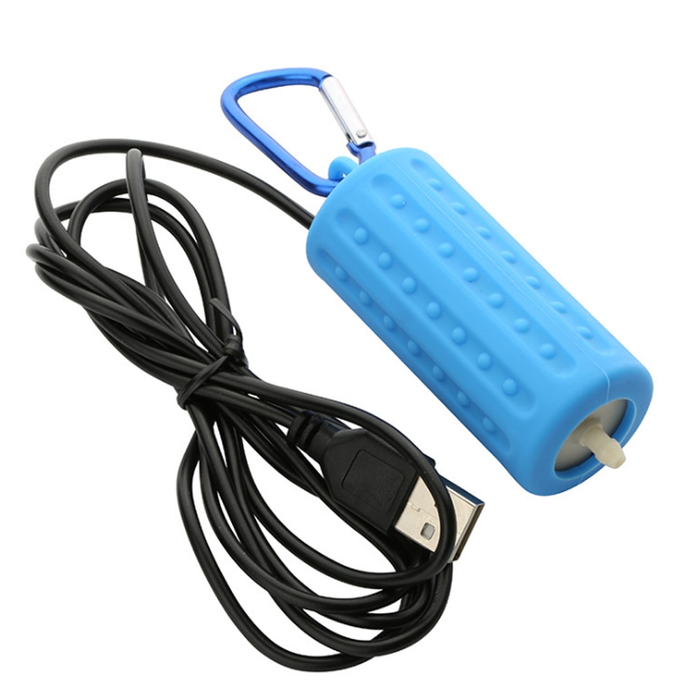 Aquarium Oxygen Pump Mute Mini Portable USB Energey Saving Air Pump for Fish Tank E2S: Blue