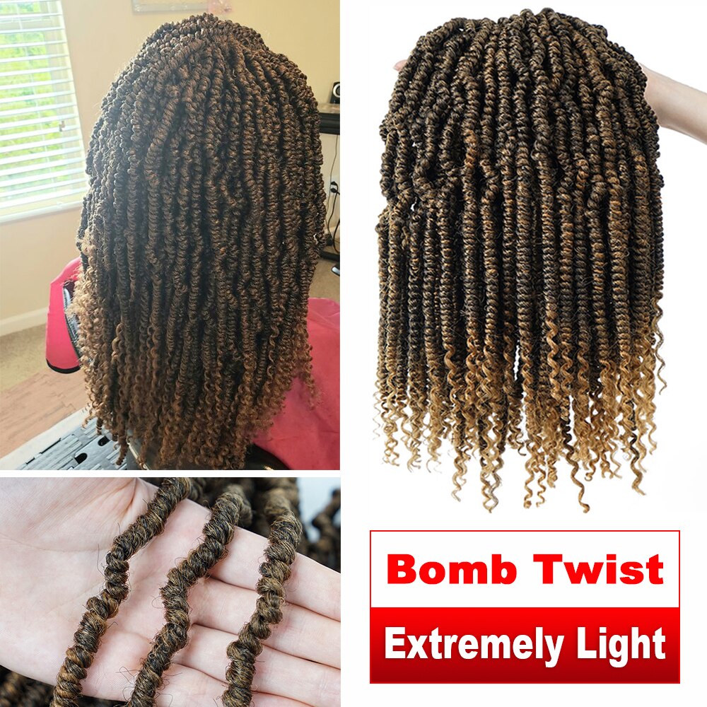 12 inch Passion Spring Twists Hair Synthetic Crotchet Hair Extensions Pre Looped Ombre Crochet Braids Nubian Twist