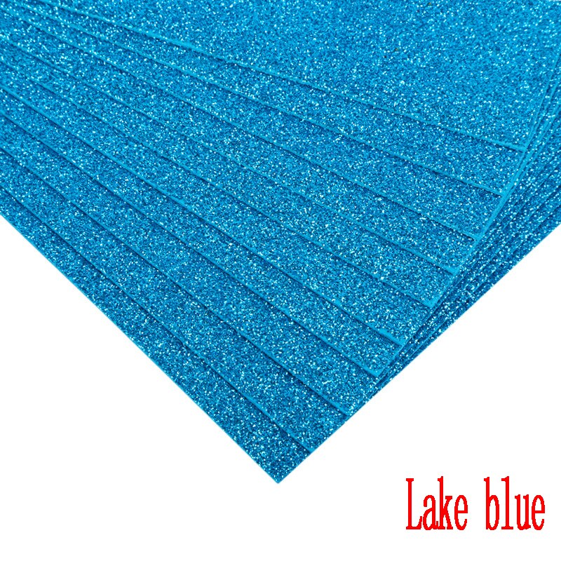 5sheets Glitter Foam Paper Sparkles Paper for Children's Craft Activities DIY Cutters Flash Handcraft Foam Paper Without Glue: Lake blue