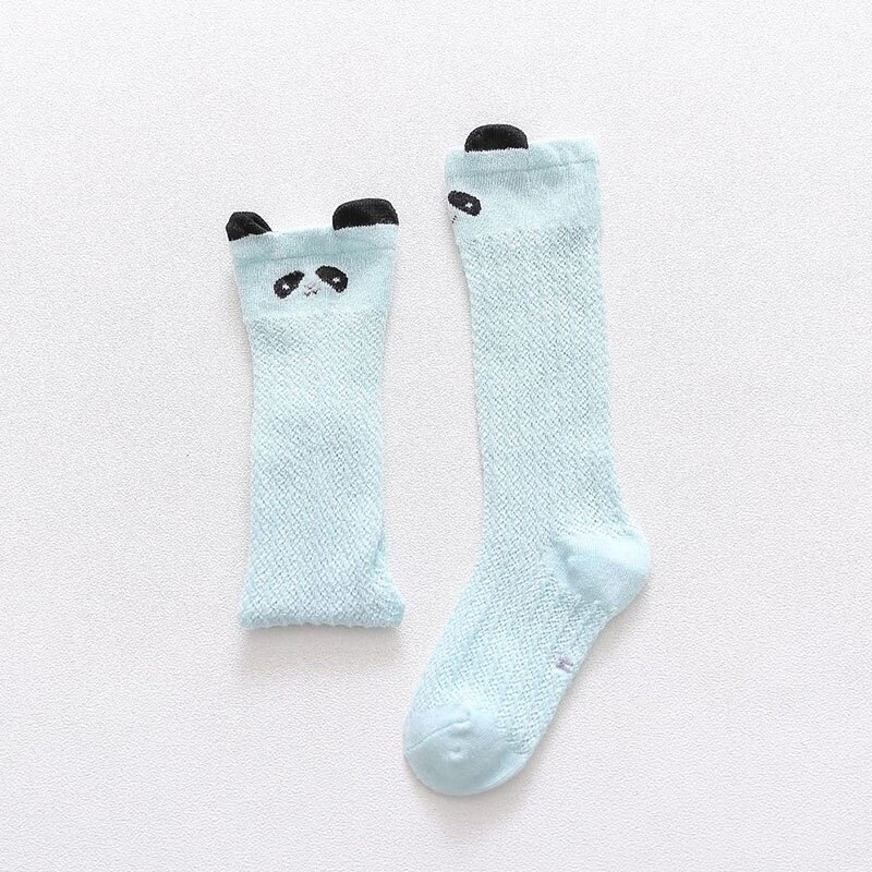 Baby Summer Thin Mesh Long Socks Newborn Girls Cotton Knee Socks Mosquito Proof Socks for Infants Animals: Green Bear Socks