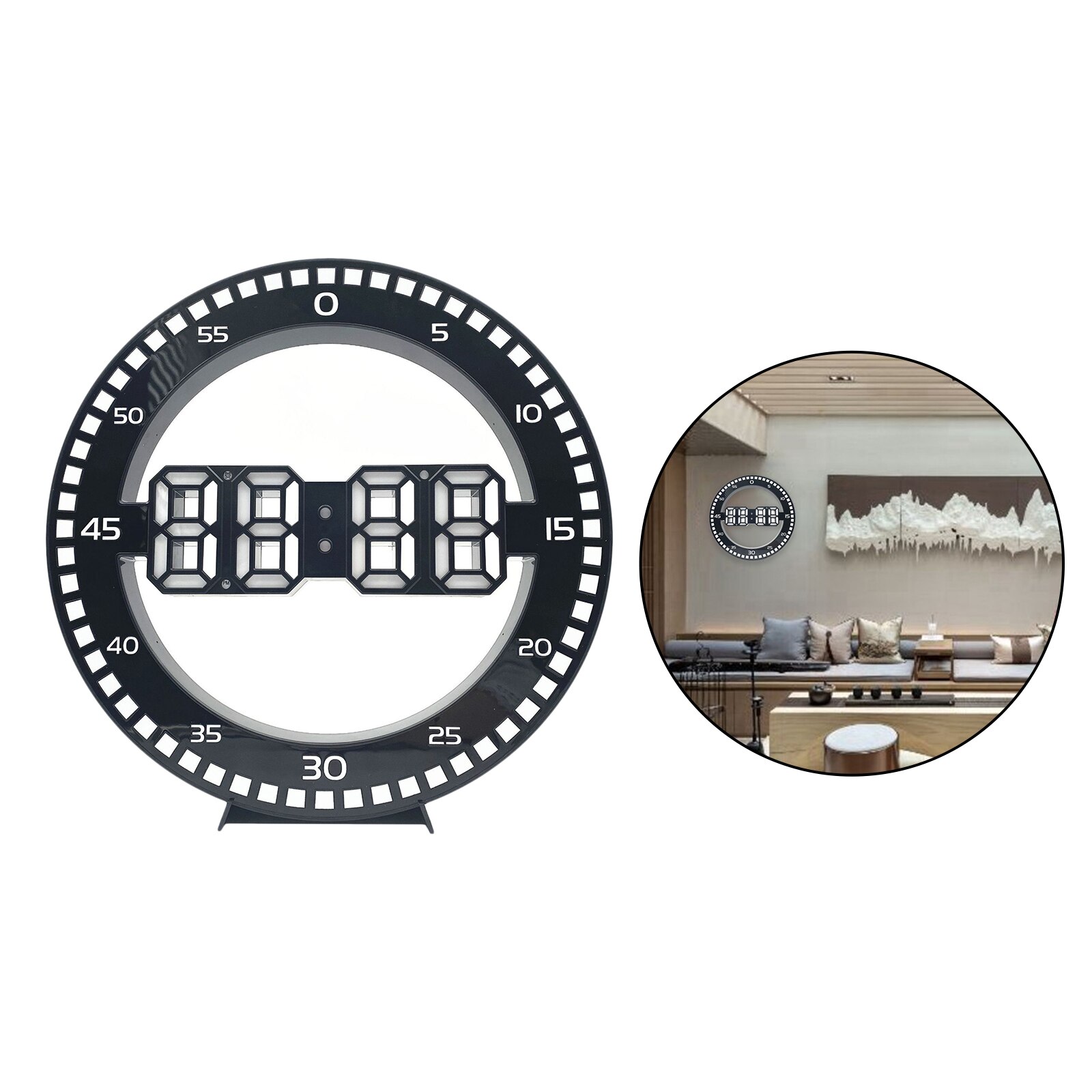 Modern 12'' Digital Wall Clock 12/24 Hour Electronic Clock Home Clocks: White Count Second