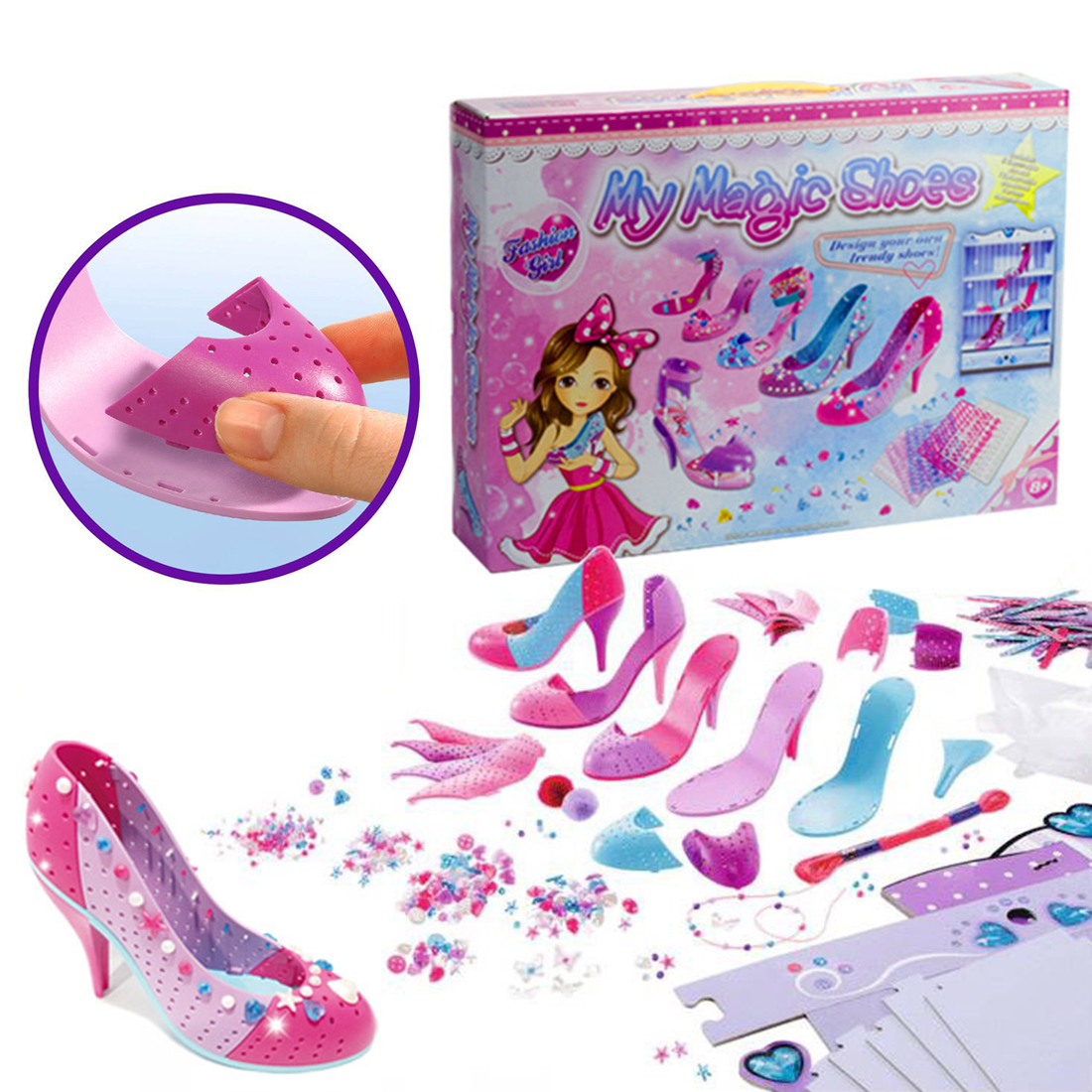 Rowsfire 1 Set Children DIY High Heels Pretend Playset Without Shoe Rack Girls Beauty & Toys