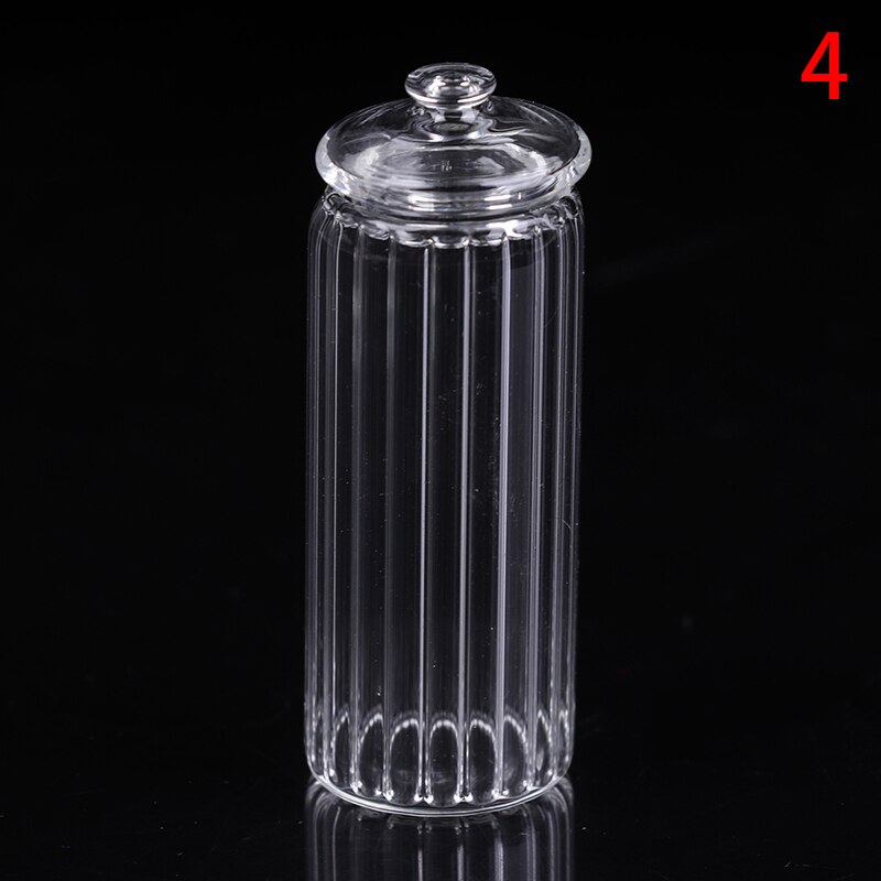 Dockhus miniatyr glas godis burk simulering godis flaska modell leksak 1/12 skala låtsas leksak för hem kök dekor: 4