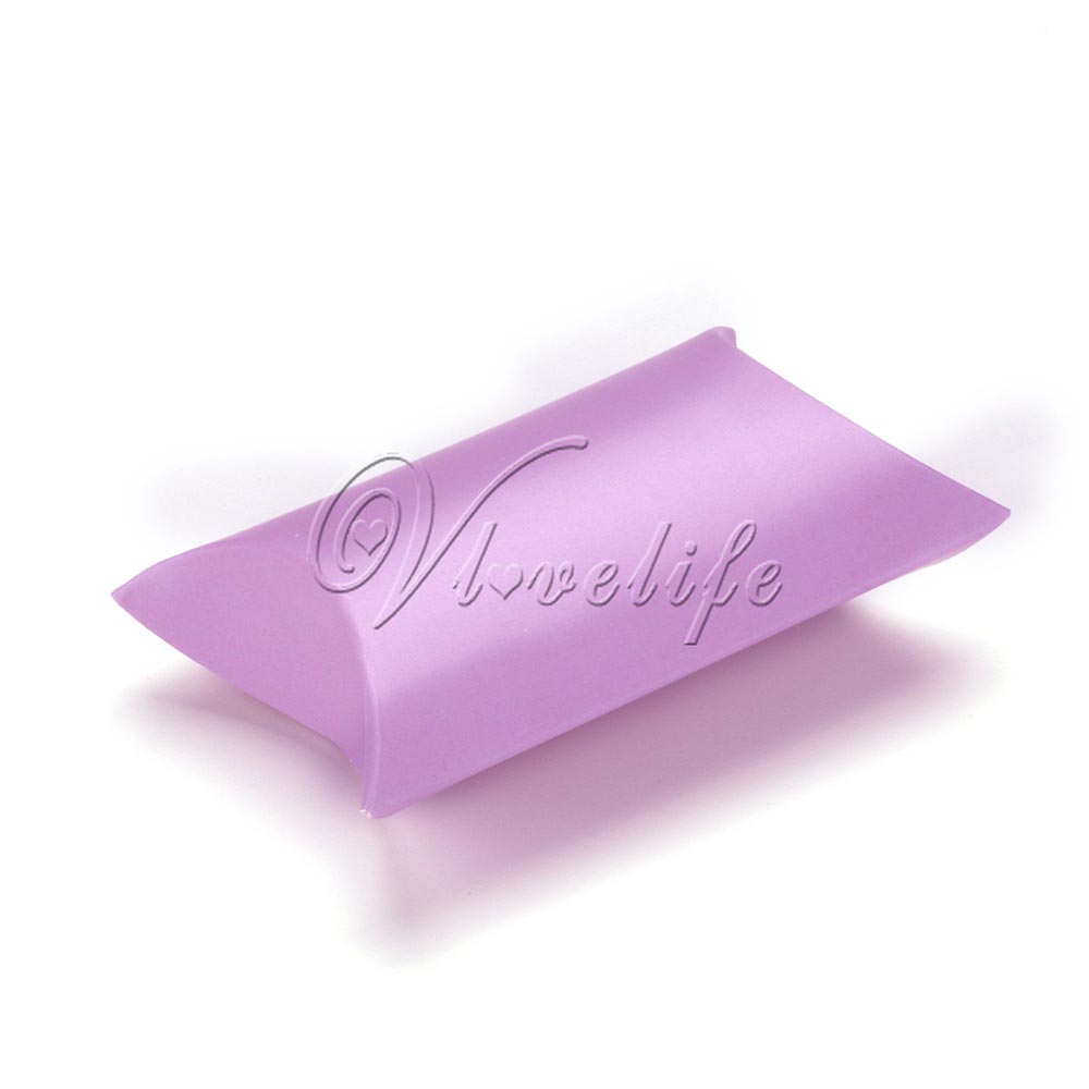 50 Stks/partij Stijl Kussen Vorm Doos Snoep Box Geschenkdoos Voor Wedding Party Favor Decor Karton/Pvc/bruin Kraft: lavender