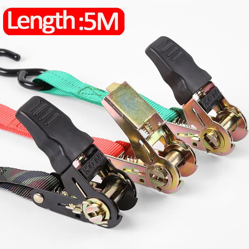 5M Auto Motorfiets Cargo Strap Spanning Touw Tie Down Strap Sterke Ratchet Riem Voor Bagage Tas Sjorren Touw elastiekjes