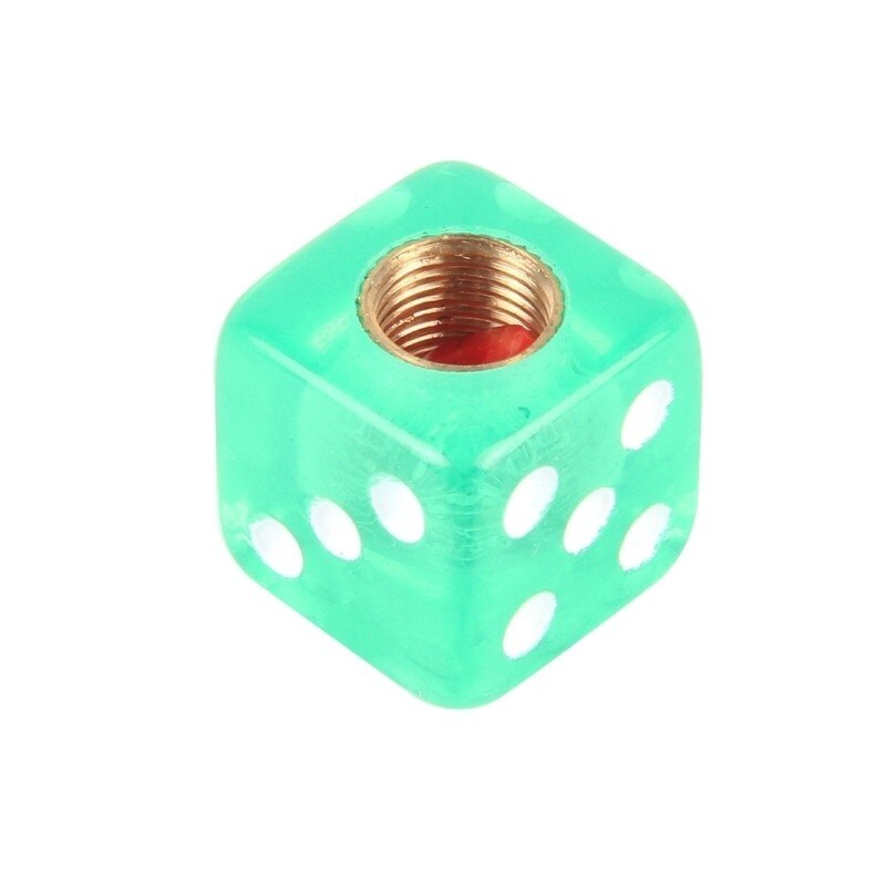 Bouchon Valve Pneu Voiture vert Forme de dé plaqué en plastique 4PCS Universel Tire Stem Cap