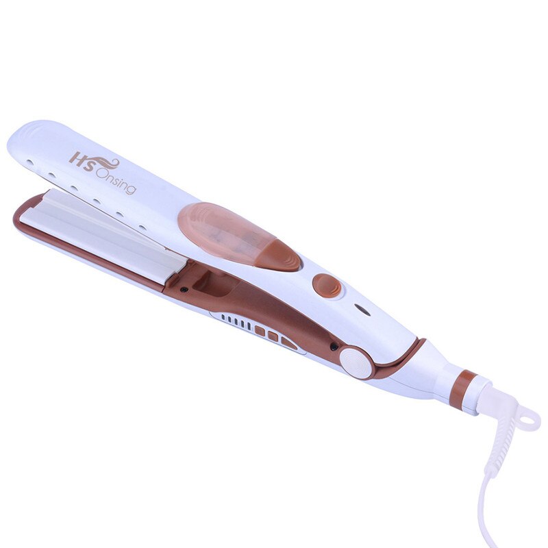 2 In 1 Ceramic Steam Straightening Iron Brush Curling LED Display Hair Straightener Temperature Control Flat Iron Hair Styler
