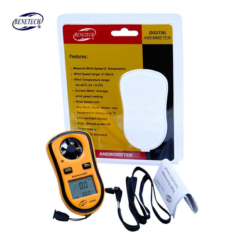 BENETECH GM8908 Digital-Anemometer 0-30 mt/s Handheld Wind Geschwindigkeit Messgerät Meter Luft Geschwindigkeit Temperatur Messung