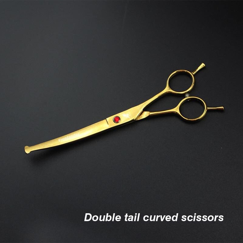 7.0 Inch Ronde Hoofd Pet Grooming Schaar Veiligheid Pet Schaar Pak Professionele Haar Kappers Schaar Hond Haar Schaar Set: curved scissors