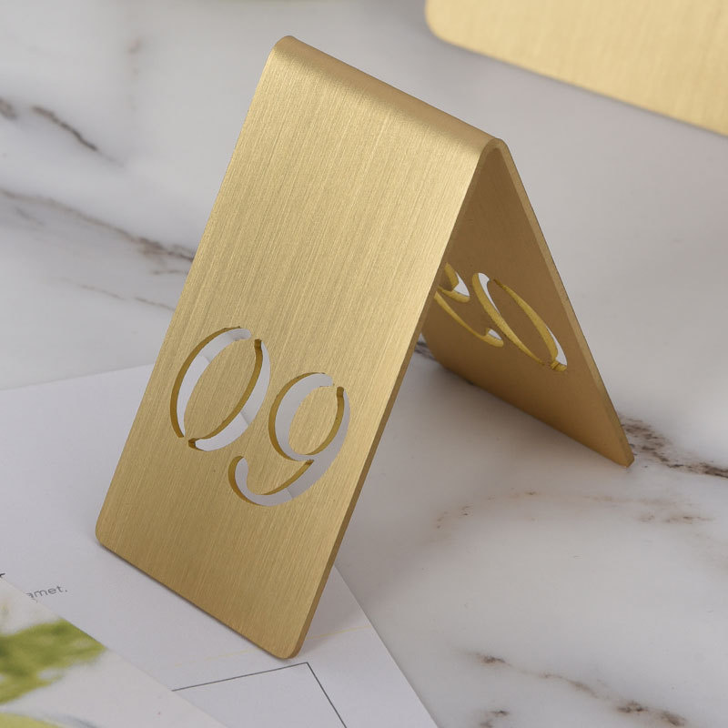 2022 Copper Brass Table Numbers Restaurant Bar Table Decor Party Baby Shower Wedding Table Number Seat Card Direction Sign Metal