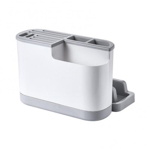 Multifunctional knife holder, cutting board, integrated storage rack for kitchen supplies, cutting board, chopsticks, pot cover: Gray 2