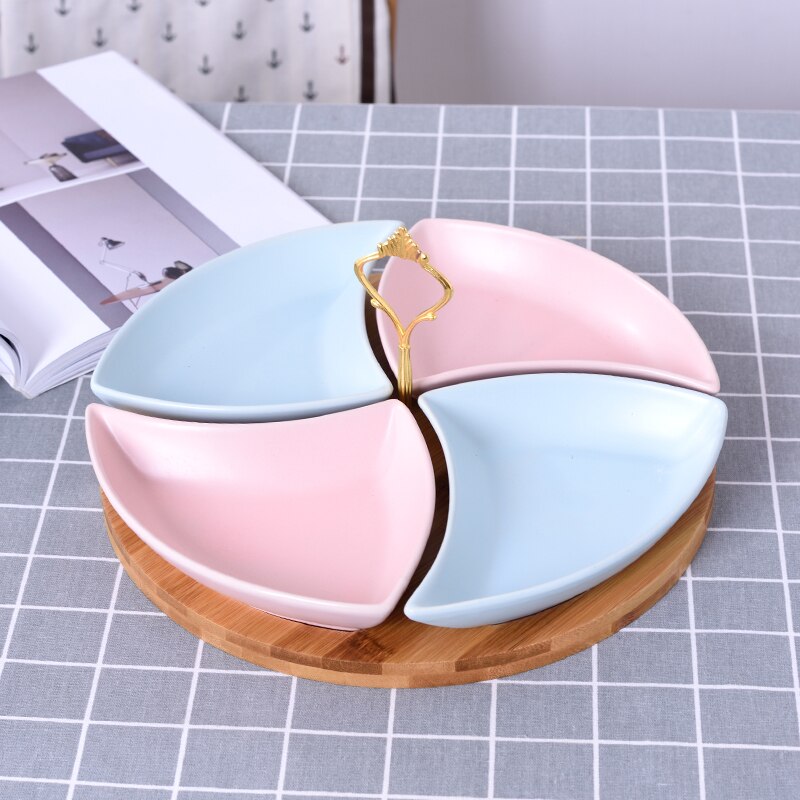 Multifunctionele keramiek Fruitschaal dessert Dessert Dienblad Plaat Snack Schotel 6 Compartimenten Creatieve Home Decoratie trinket dish
