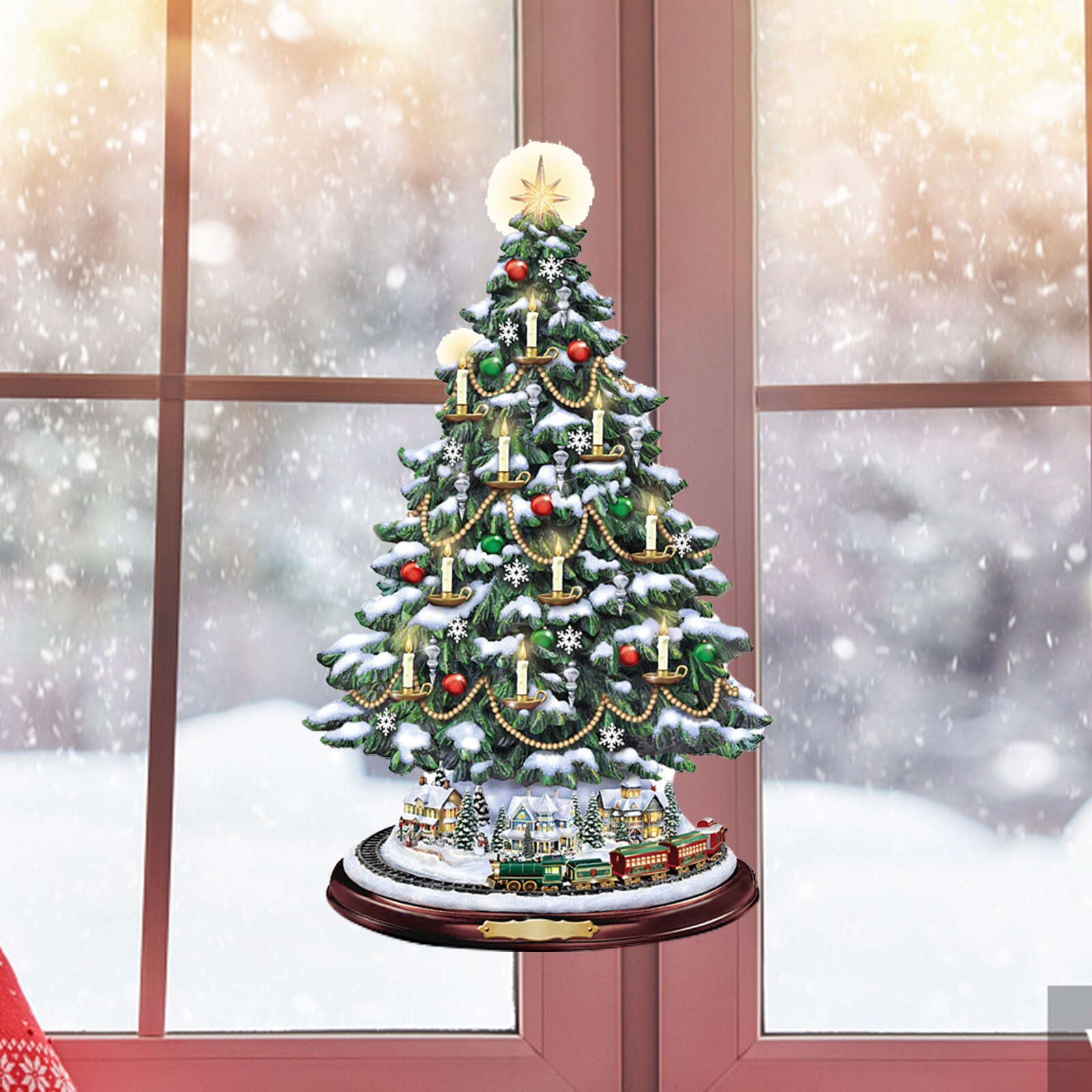 Christmas Tree Rotating Sculpture Train Decorations Paste Window Paste Stickers Christmas Decorations for Home рождество