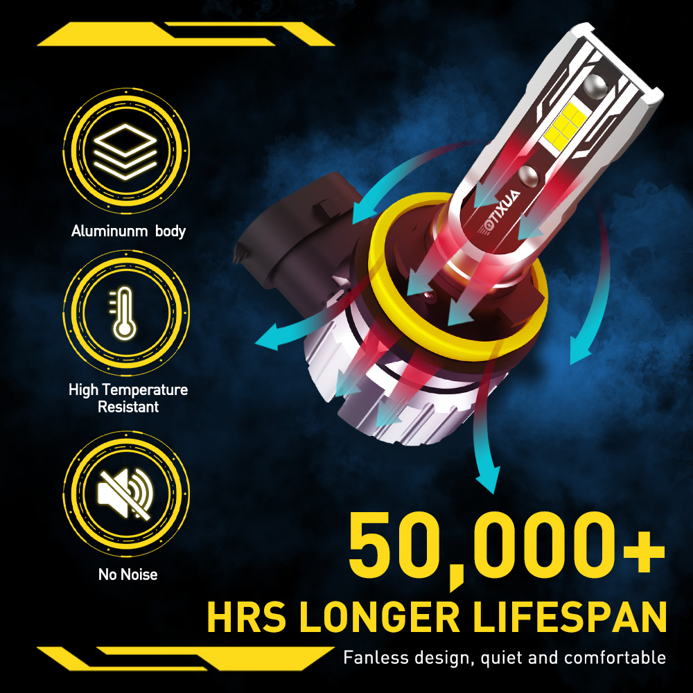 AUXITO 2 Stück H11 LED-Lampen in PTF H8 Nebelscheinwerfer Abblendlichtbirne Kopflicht 50 W hoch Energie 6500 K 12 V 9005 HB3 9006 HB4 Lampenbausatz Combo