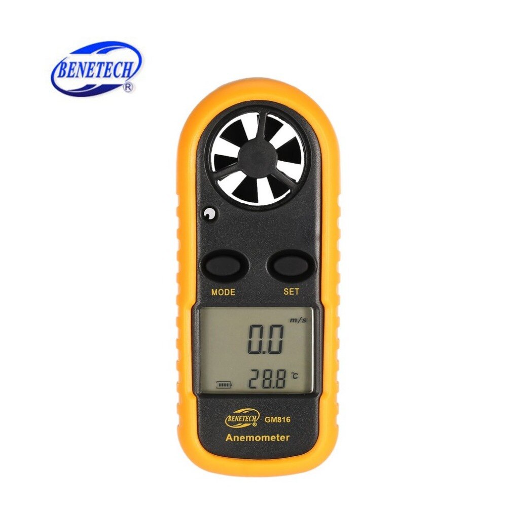 BENETECH GM816 Digitale Anemometer Thermometer Windsnelheid Luchtsnelheid Luchtstroom Temperatuur Gauge Windmeter met LCD Backlight