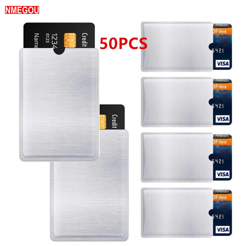 50 pces rfid que obstrui as luvas anti roubo rfid protetor de cartão rfid que obstrui a luva da luva do roubo da identidade anti-varredura proteção da luva do cartão
