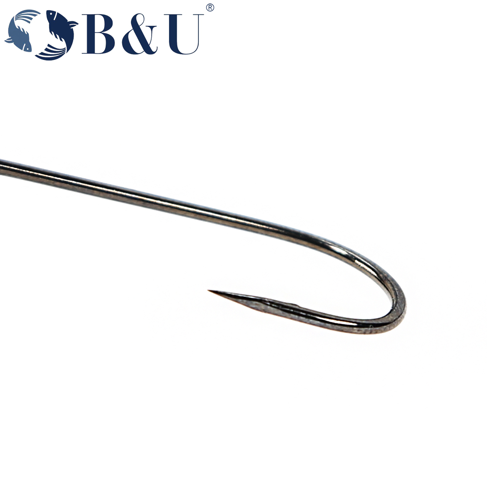 B&U 20pcs Barb Hook Fishing hook big ring Carbon Steel Single Hooks tackle Worm Hooks With big eyes Ring
