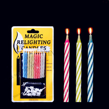 10pcs/pack birthday candle can't blowing out birthday candle magic candle party supplies novelty toys