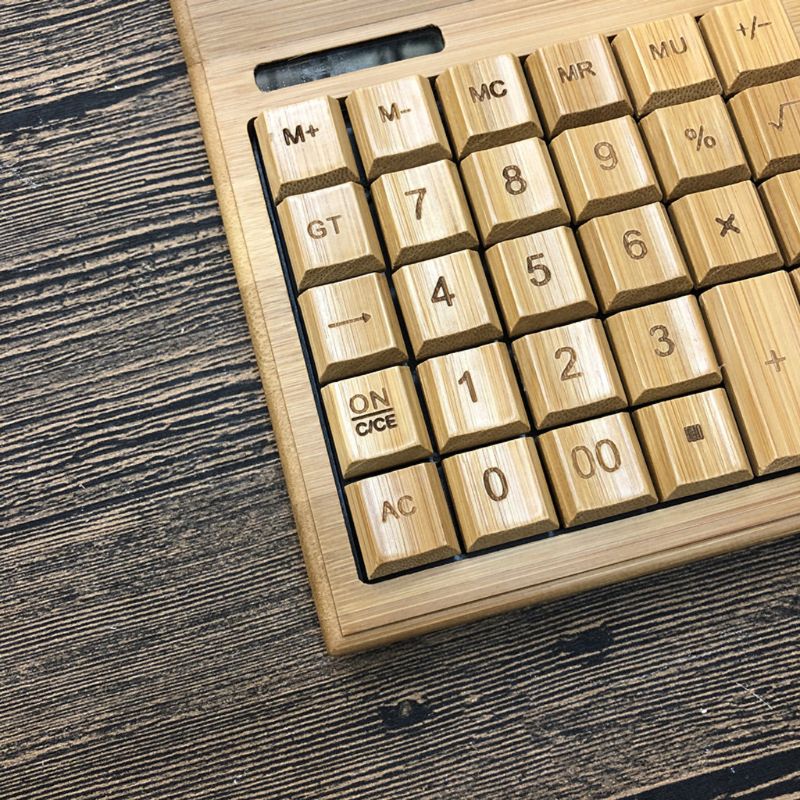 Functional Desktop Calculator Solar Power Bamboo Calculators with Large Display