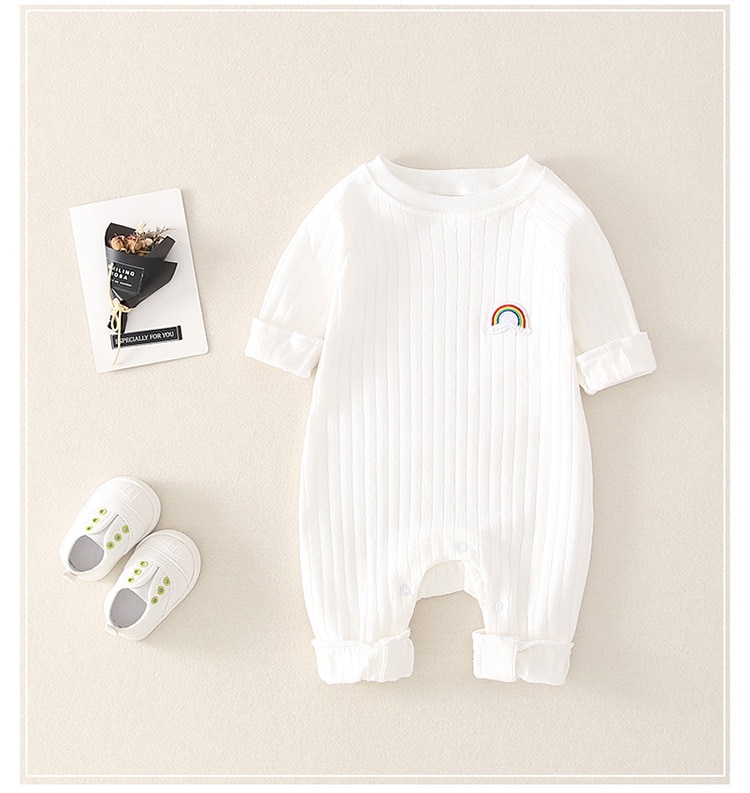 Baby Kleding Baby Gaas Romper Klimmen Pak Regenboog Herfst Jumpsuit