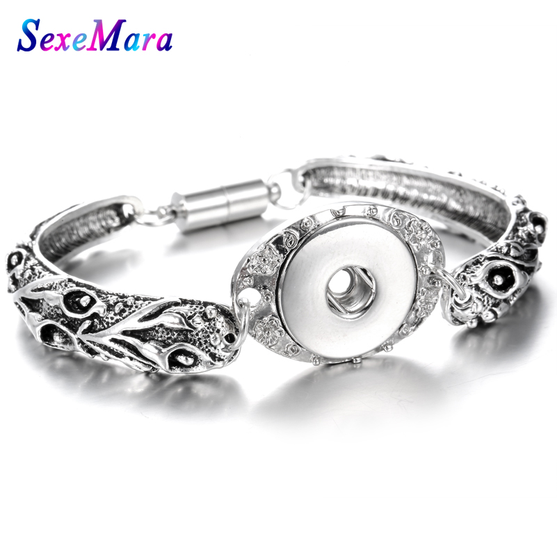 Metalen Drukknoop Armband Bohemian Magneet Snap Armband Horloges Vrouwen 18mm Snap Knoppen Verwisselbare Charm Sieraden: 12