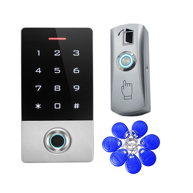 Touch panel RFID ID Wasserdichte IP66 Passwort fingerprint access control Metall Fall Biometrie türschloss Access Control kepad: 1405A button 10 tags