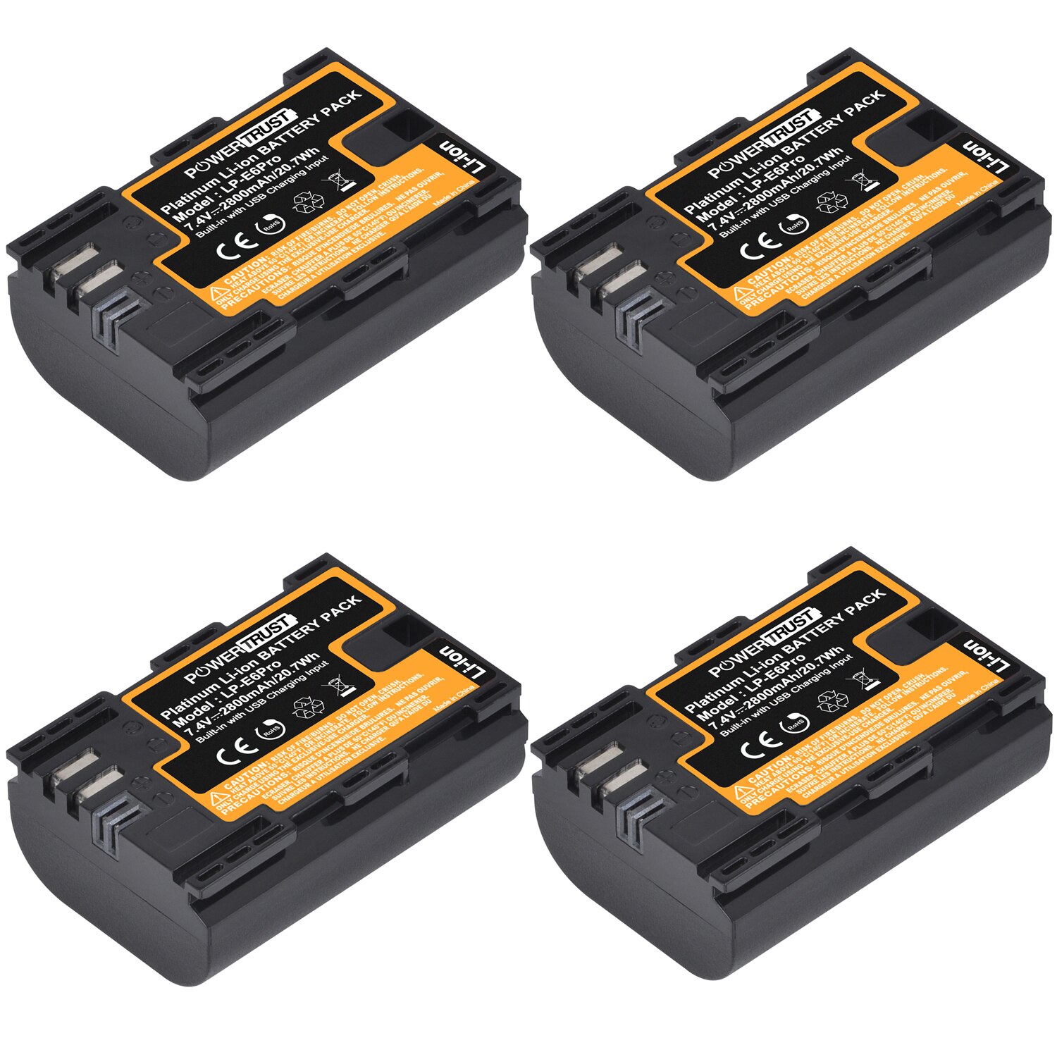 Powertrust lp -e6 lp e6 2800 mah 7.4v lpe 6 lp-e6n kamera batteri til canon 5d mark ii iii  iv 5ds 5ds r eos 6d 70d 80d kameraer: 4 lp-e6 batterier
