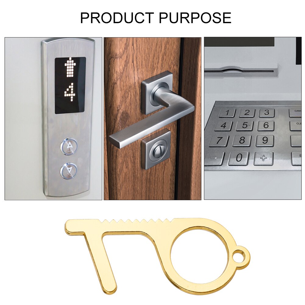 No-Touch EDC Door Opener Portable Press Elevator Safe Key Zinc Alloy Keychain Key Unbuckle With Universal Keychain Portable Hook