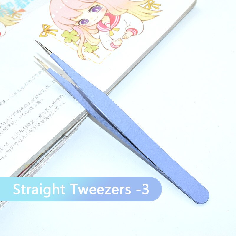 12 Stuks Messen Multifunctionele Vleesmes Scrapbook Sticker Pincet Kleur Non-Slip Handvat Papier Snijden Mes Briefopener: Straight Tweezers-3