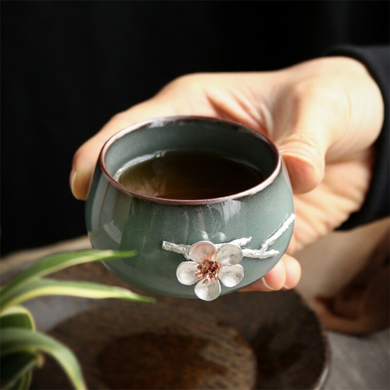Cerâmica ru forno mestre copo criativo porcelana artesanal 3d estanho flor escritório chá conjunto drinkware