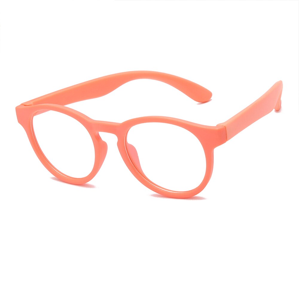 Gafas con montura de silicona TR90 para niños y niñas, lentes ópticas de protección antiluz azul, redondas y flexibles, color Naranja
