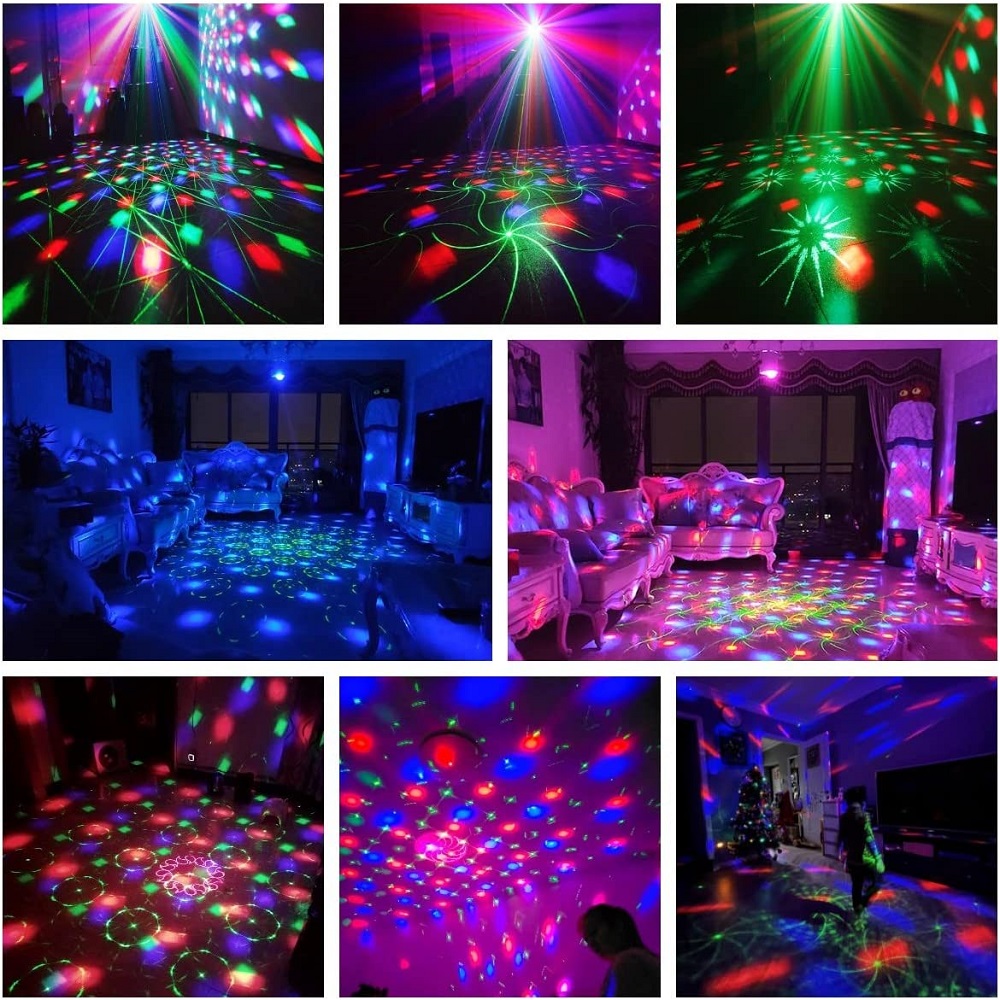 Festbelysning dj discokula ljusmönster projektor ljudaktiverad dans födelsedagsbar karaoke jul bröllopsdekoration