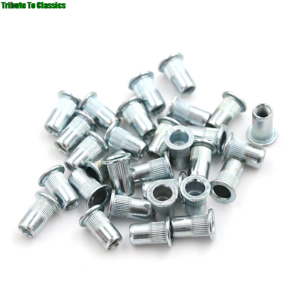 MroMax Lot de 20 écrous moletés ronds M6 x 1 mm - Écrous de serrage à travers le trou - Écrou de serrage femelle fileté fin plaqué nickel pour lits