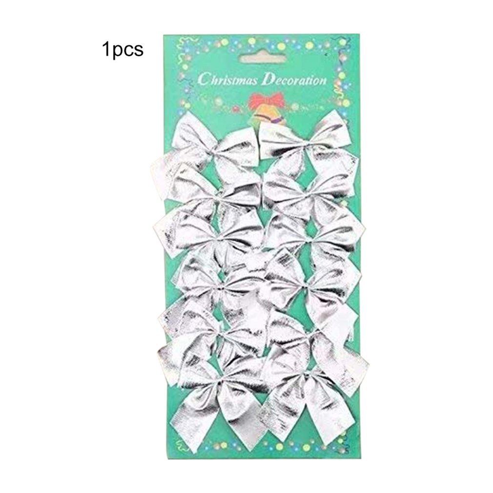 Stor 12 st/lot julgran guld silver röda färger jul hem fest dekoration års rosett xmas rosetter: Silver-