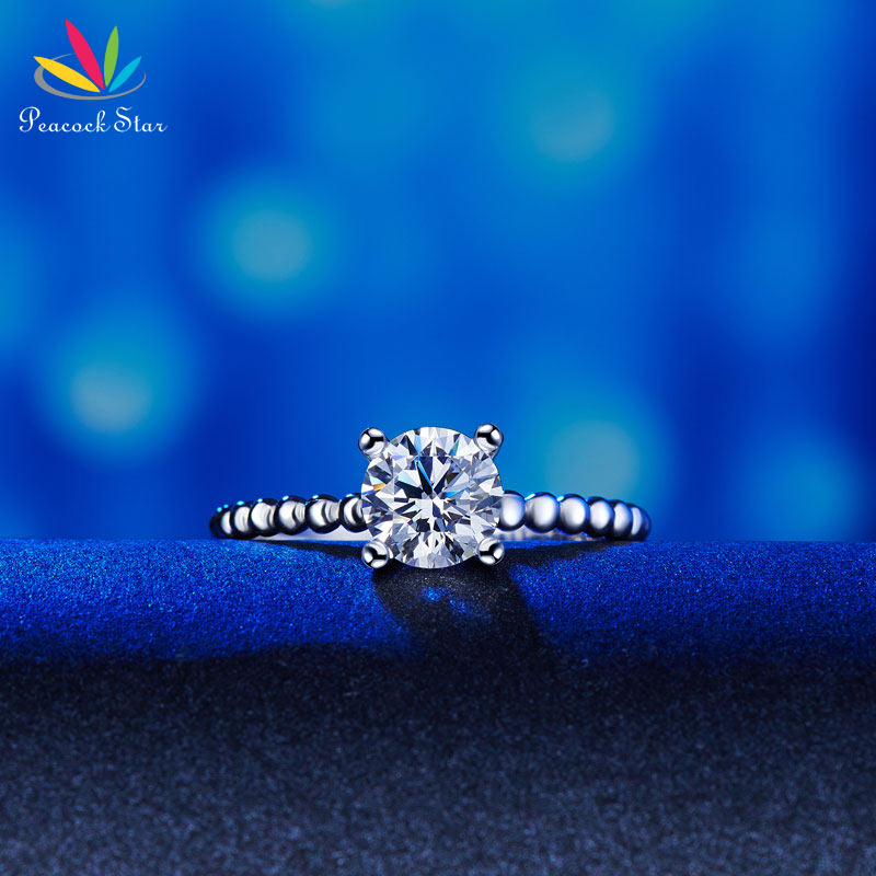 Peacock Star Solid 925 Sterling Silver 2-Pcs Wedding Engagement Ring Set 1 Ct Created Diamante Jewelry CFR8276