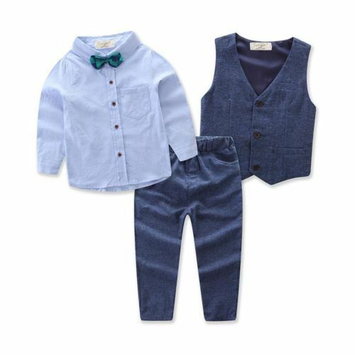 Tout Gentleman bébé garçon vêtements 3 pièces ensemble noeud papillon gilet t-shirt pantalon costume ensembles