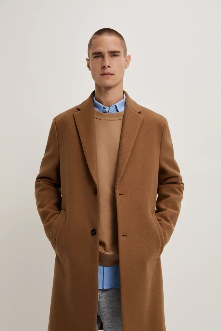 Høst kjole til menn, mellomlang #39 enkel trenchcoat herre